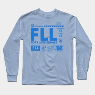 Vintage Fort Lauderdale FLL Airport Code Travel Day Retro Travel Tag Long Sleeve T-Shirt
